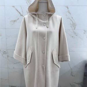 Weekend Max Mara Cream Hooded Cera Coat